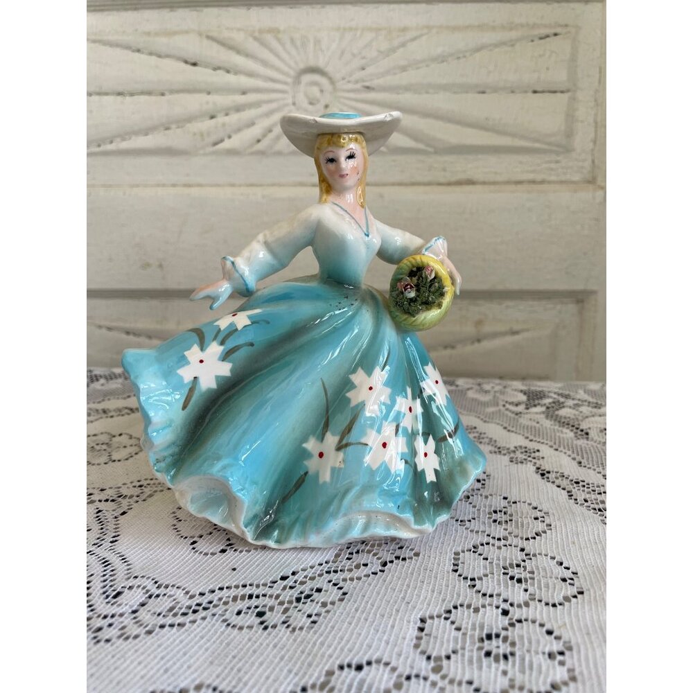 Vintage LEFTON Southern Belle with Flower Basket PLANTER #30008 6 1/2 - Picture 3 of 10